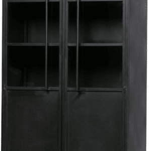 Vitrineskab WOOOD Exhibit, mat sort pulverlakeret metal, 4 hylder, H173ÃB99ÃD45 cm